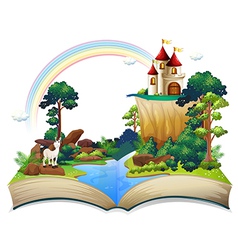 A book with a castle at the forest A book with a castle at the forest vector image