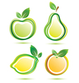 Green fruits icons bio food concept vector image