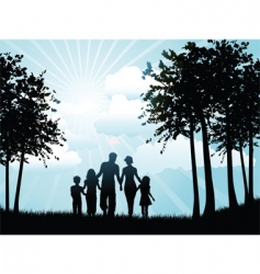 Family walking silhouette vector image