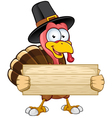 Turkey Mascot Holding Wooden Sign vector image