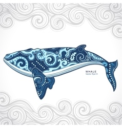 Whale with tribal ornaments vector image