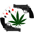 Cards hemp and two pistols vector image