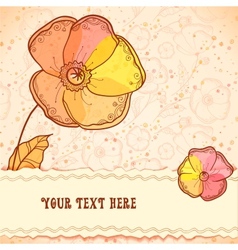 Red orange and yellow flowers greeting card vector image