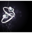 Two silver rings on black background vector image