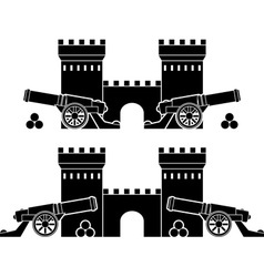 Castle and guns with kernels vector image