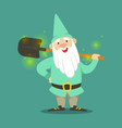 Cute dwarf in a light blue jacket and hat standing vector image