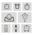 Monochrome icons with different clocks Monochrome icons with different clocks vector image