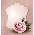 Retro greeting card with pink rose vector image
