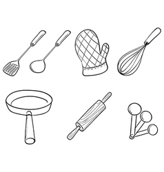 Silhouettes of kitchen utensils vector image