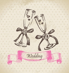 Wedding wineglasses hand drawn vector image