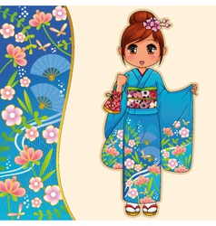 Kimono girl vector image