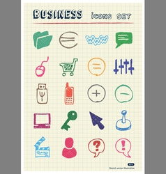 Business media and social network web icons set vector image