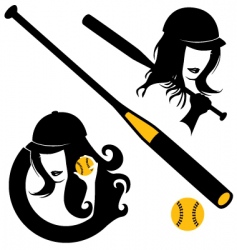 Softball elements vector image