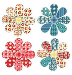Set of four quilt flower vector image