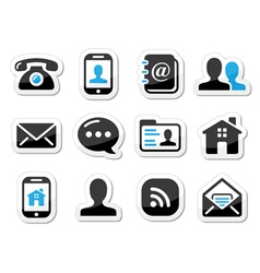 Contact icons set as labels - mobile user email vector image