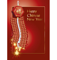 Red firecrackers on chinese new year card vector image