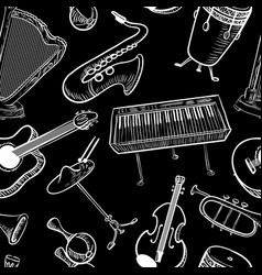 Musical instruments doodle rseamless pattern vector image