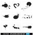 Silhouette splash and ink drops vector image