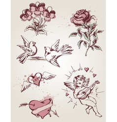 Valentine set vector image