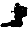 Silhouette musician guitar player sitting on the Silhouette musician guitar player sitting on the vector image
