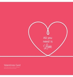 Valentines card with line heart vector image