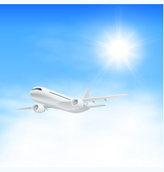 Airplane in the sky with sun vector image