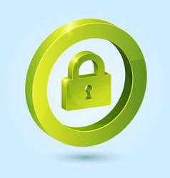 Green lock symbol isolated on blue background vector image