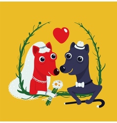 Dogs Bride and Groom Funny Portrait Dogs Bride and Groom Funny Portrait vector image