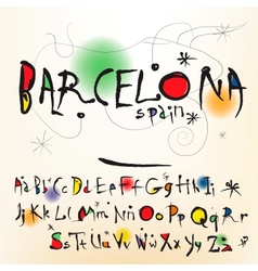 The alphabet in style Spanish artist of Joan Miro vector image