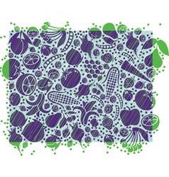 Fruits and vegetables pattern vector image