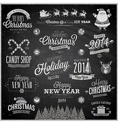 Christmas emblems chalk vector image