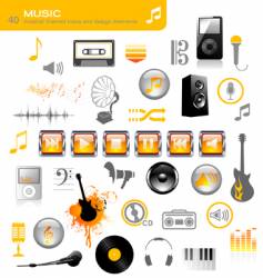 Music icons vector image