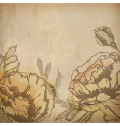 Vintage floral background with flowers drawing vector image