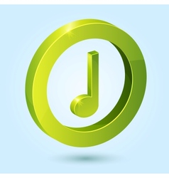 Green music symbol isolated on blue background vector image
