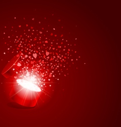 Open gift present box with fly hearts vector image