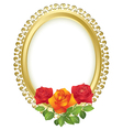 Oval golden frame with roses vector image