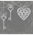 Heart and skeleton key vector image