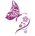 Inwrought butterfly silhouette and flower vector image
