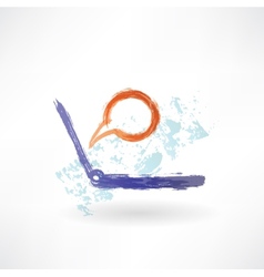 Laptop and bubble speech grunge icon Laptop and bubble speech grunge icon vector image