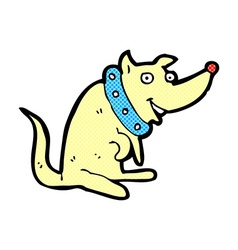 Comic cartoon happy dog in big collar vector image