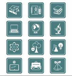 Education objects icons teal series vector image