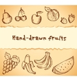 Vintage sketched fruits icon set vector image