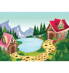 A beautiful house in nature vector image