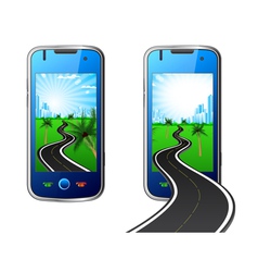 Road in mobile phone vector image