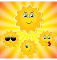 Set of sun smileys vector image