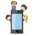 Children with a cell phone vector image