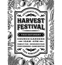 Vintage Harvest Festival Poster Black And White vector image