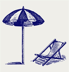 Chair and beach umbrella vector image