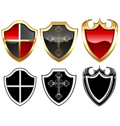 Three gold shield vector image
