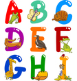 Cartoon Colorful Alphabet with Animals vector image